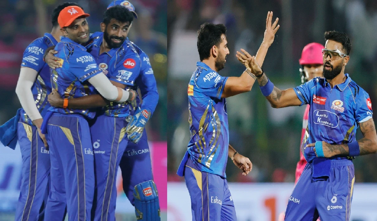 ipl 2025 mumbai indians beat rajasthan royals by 100 runs rr out of playoffs race