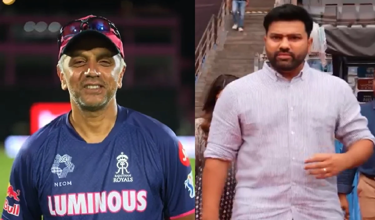 rahul dravid congratulation rohit sharma on mca stand inauguration mumbai vs rajasthan