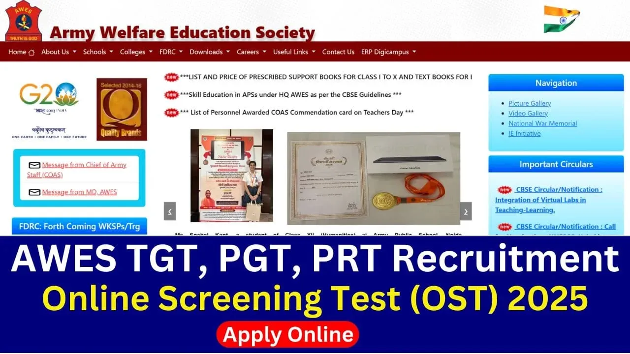 AWES TGT PGT PRT OST Recruitment 2025 – SarkariResultDaily.in
