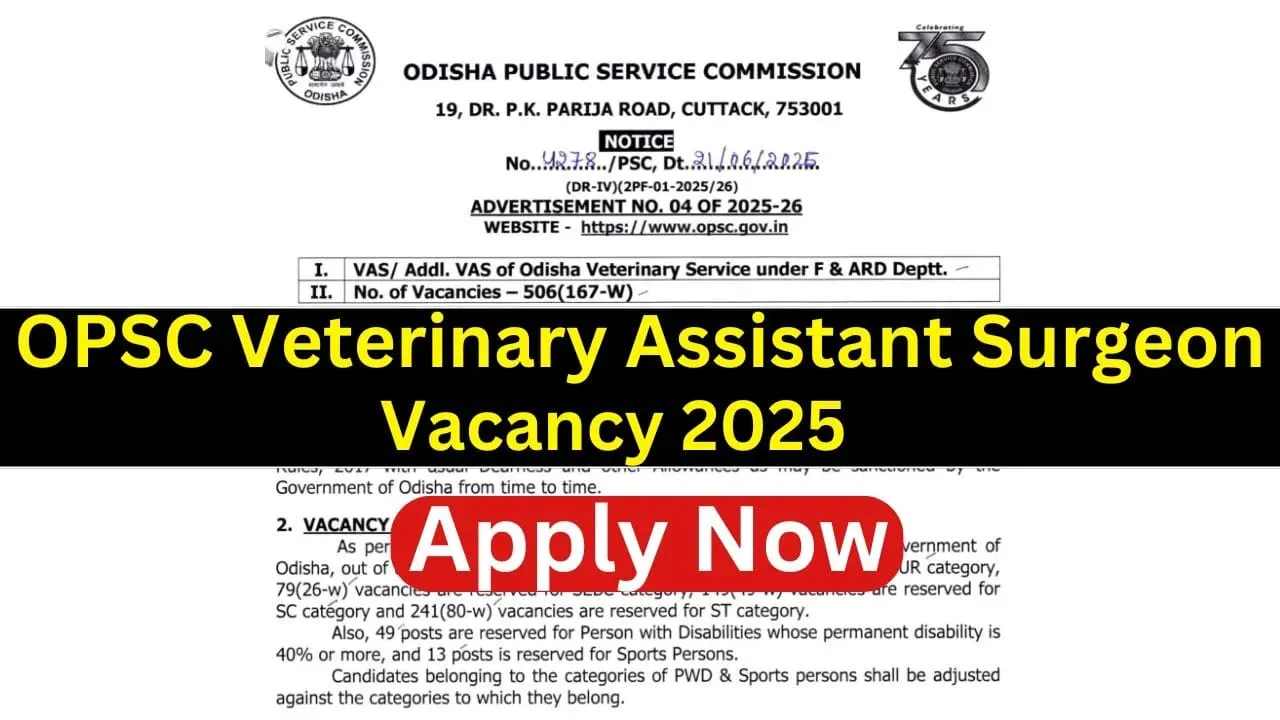 OPSC Veterinary Assistant Surgeon Recruitment 2025 – SarkariResultDaily.in
