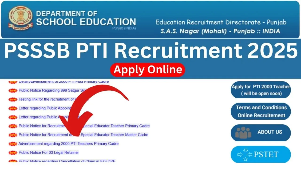 PSSSB PTI Teacher Recruitment 2025 – SarkariResultDaily.in