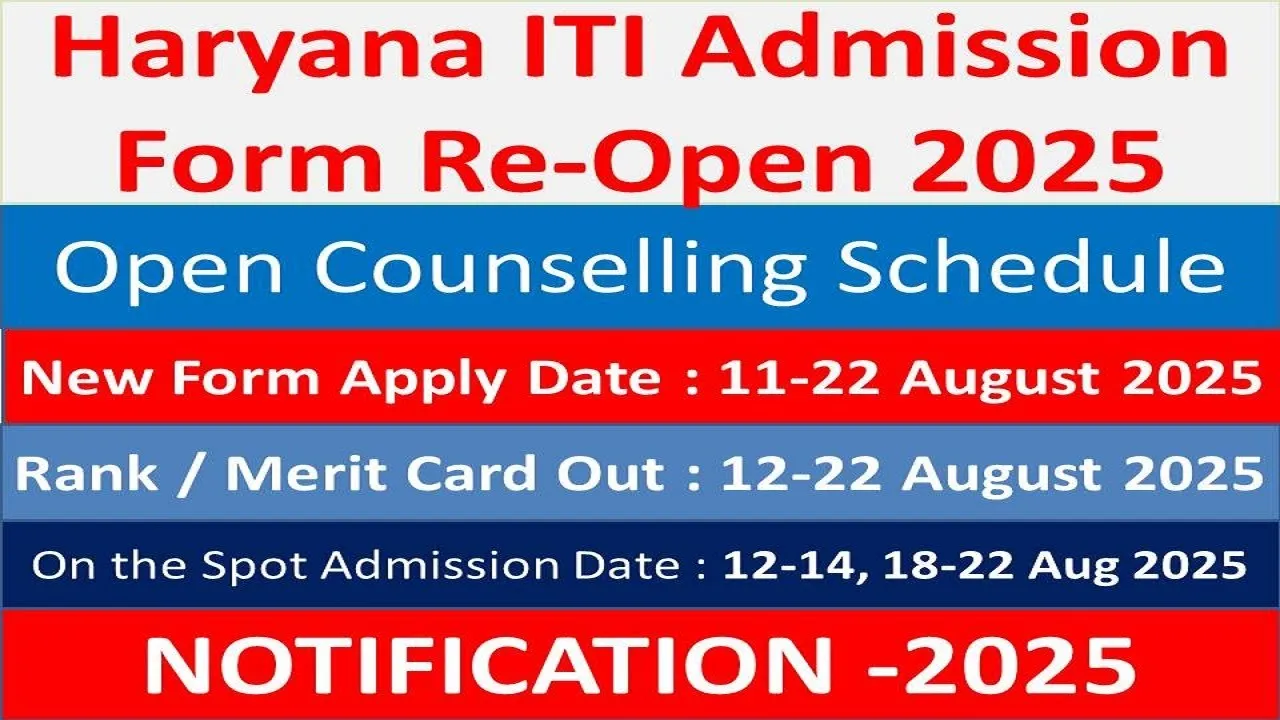 Haryana ITI Admission Form Re-Open 2025 - SarkariResultDaily.in