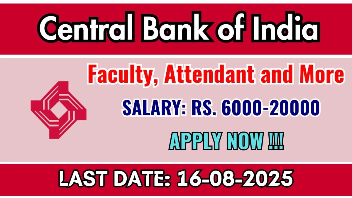 Central Bank of India Recruitment 2025 (6 Posts) - SarkariResultDaily.in