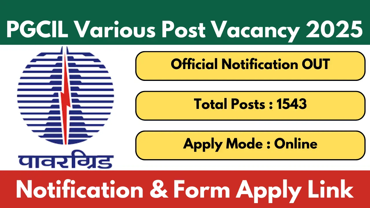 POWERGRID Field Engineer & Supervisor Recruitment 2025 (1543 Posts Vacancy) - SarkariResultDaily.in
