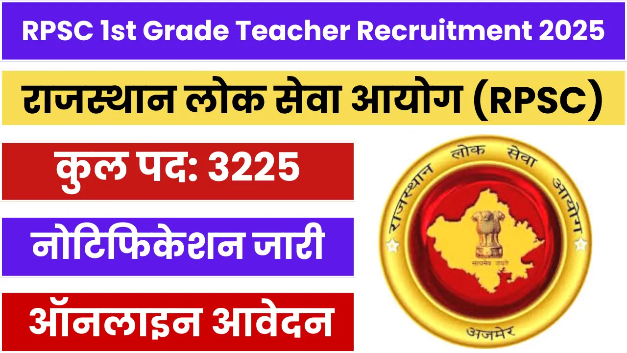 RPSC School Lecturer (1st Grade Teacher) Recruitment 2025 (3,225 Posts Vacancy) - SarkariResultDaily.in